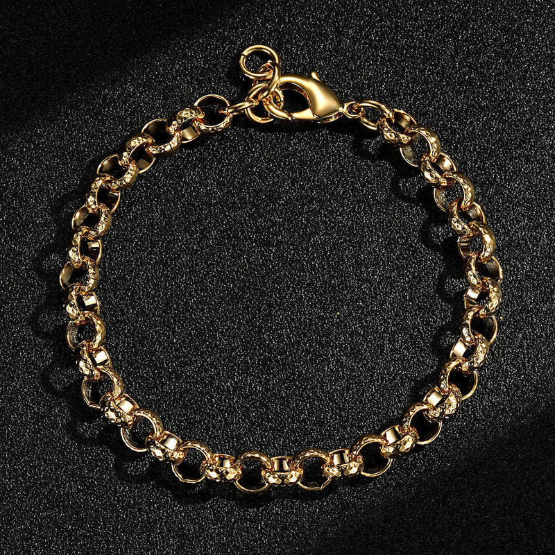 8MM GOLD DIAMOND CUT PATTERN BELCHER BRACELET - Image 4