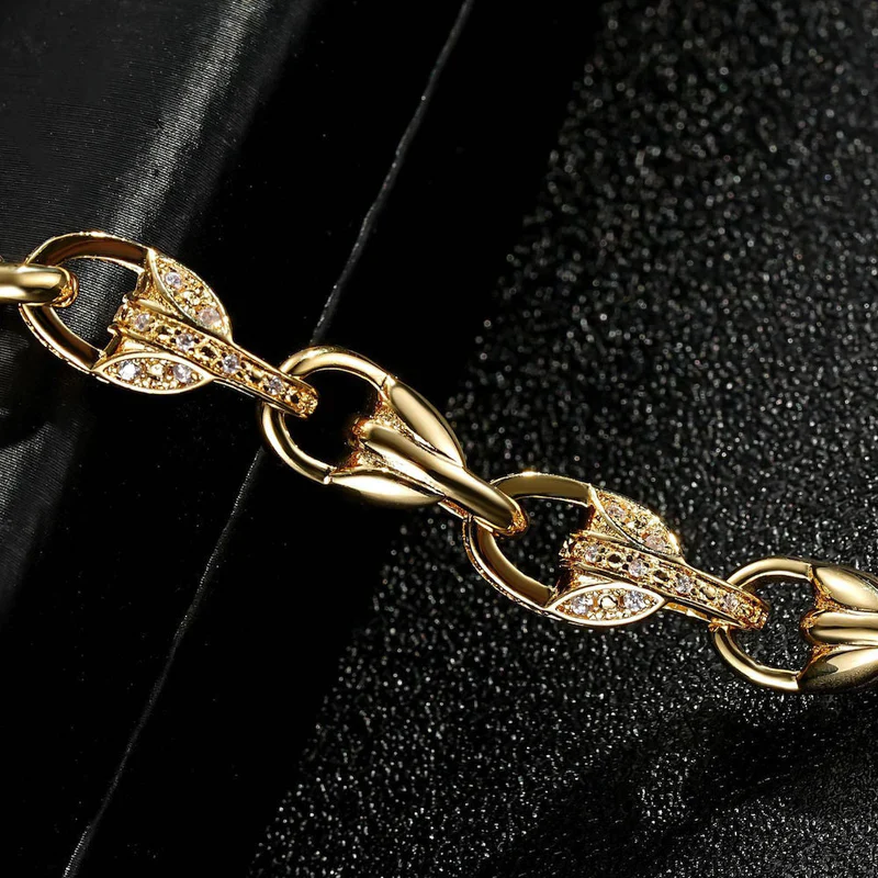 LUXURY GOLD 3D TULIP BRACELET WITH STONES AND ALBERT CLASP - Image 3