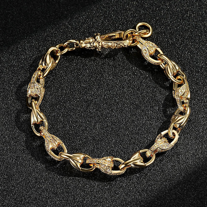 LUXURY GOLD 3D TULIP BRACELET WITH STONES AND ALBERT CLASP - Image 4