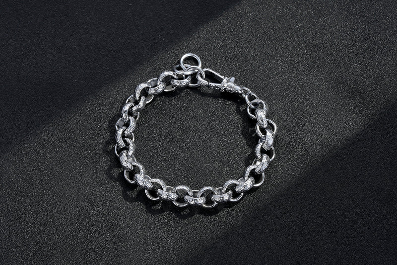 NEW 12MM DIAMOND-PATTERNED BELCHER BRACELET WITH ALBERT CLASP – PREMIUM SILVER-FILLED - Image 3
