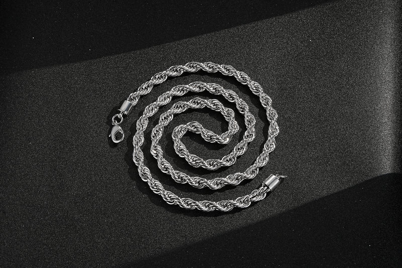 PREMIUM 8MM SILVER ROPE CHAIN NECKLACE - Image 3
