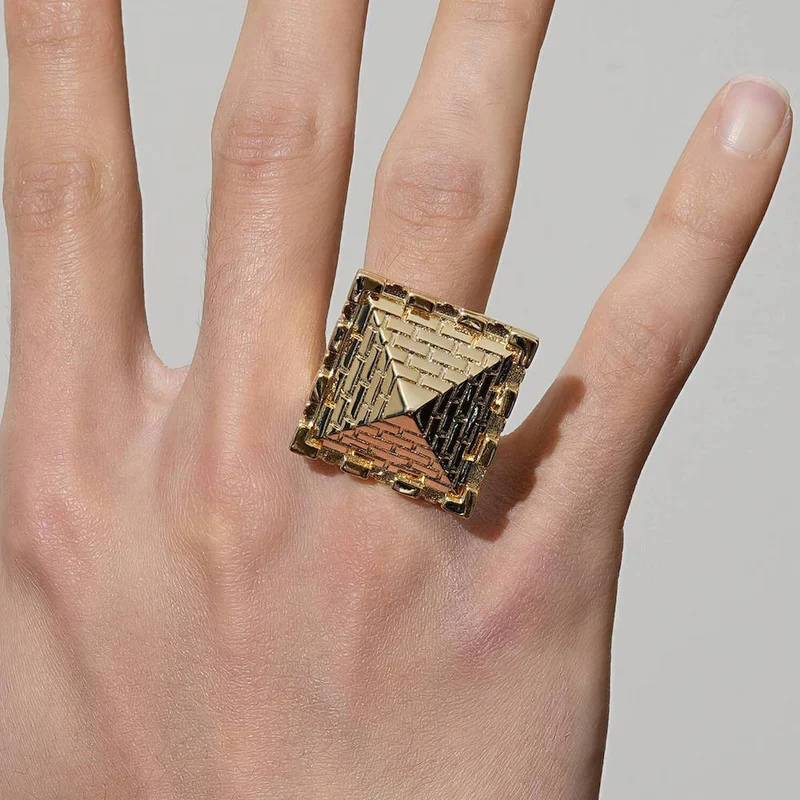 XXL HEAVY GOLD PYRAMID CASTLE RING - Image 3