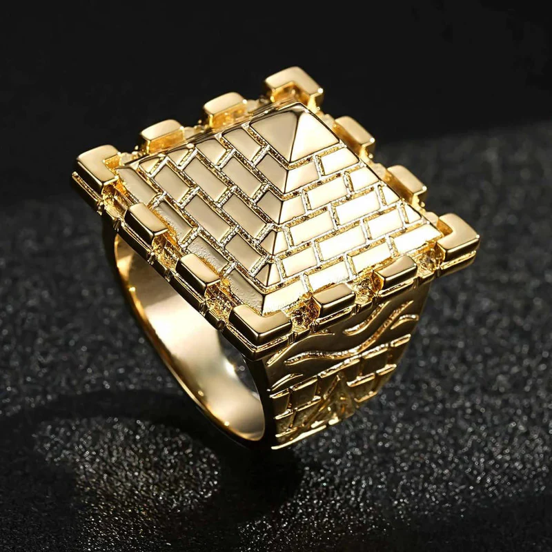 XXL HEAVY GOLD PYRAMID CASTLE RING - Image 4
